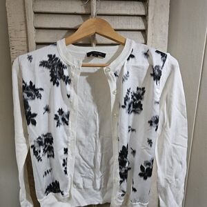Ann Taylor Black and White Floral Jacket